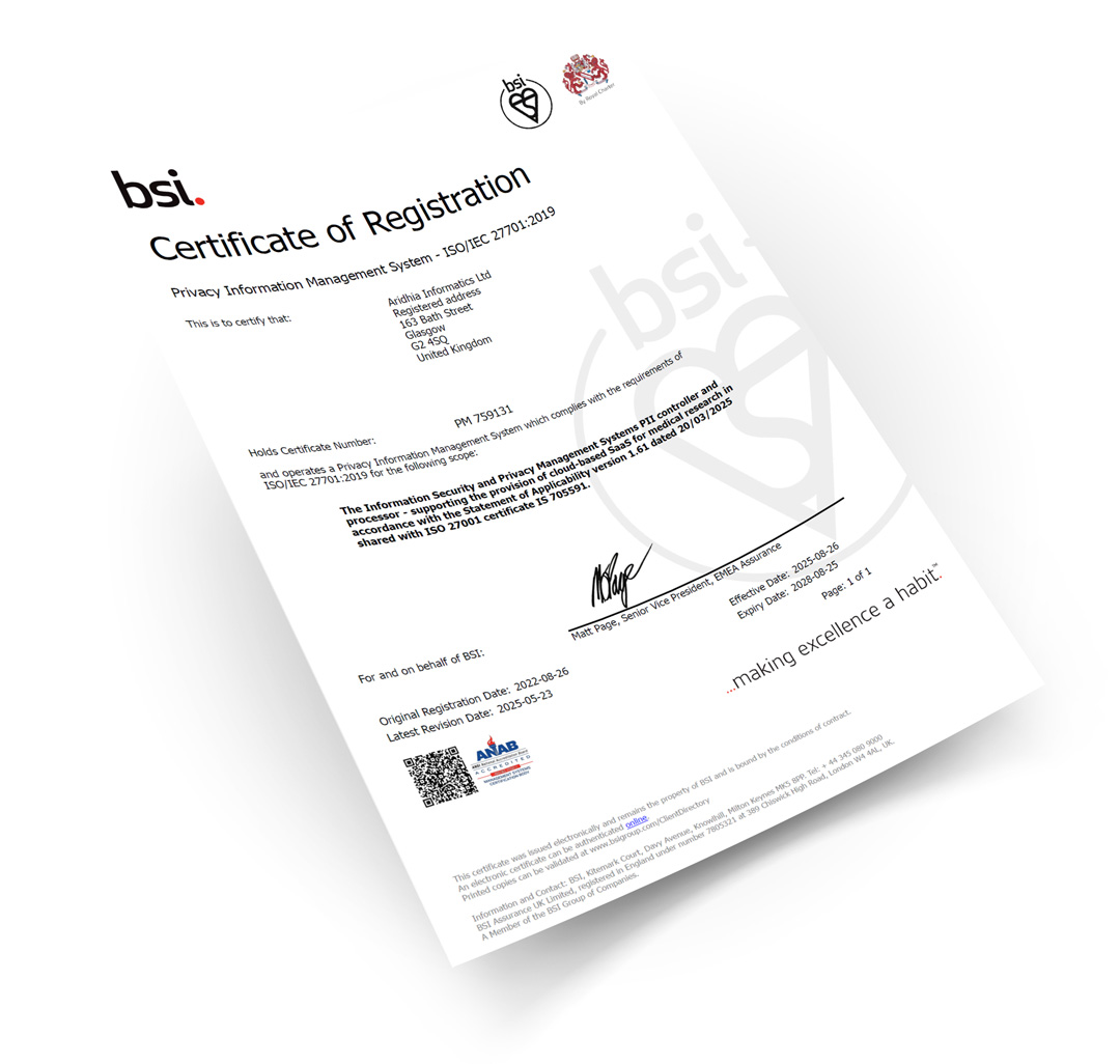 ISO/IEC 27701:2019 Certificate