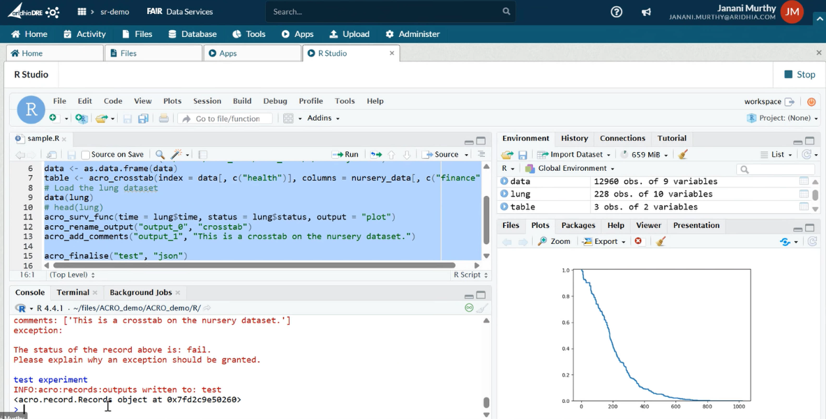 ACRO in RStudio
