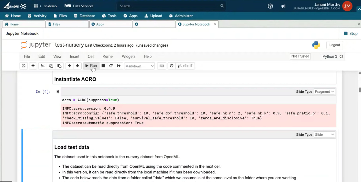 ACRO in Jupyter Notebooks